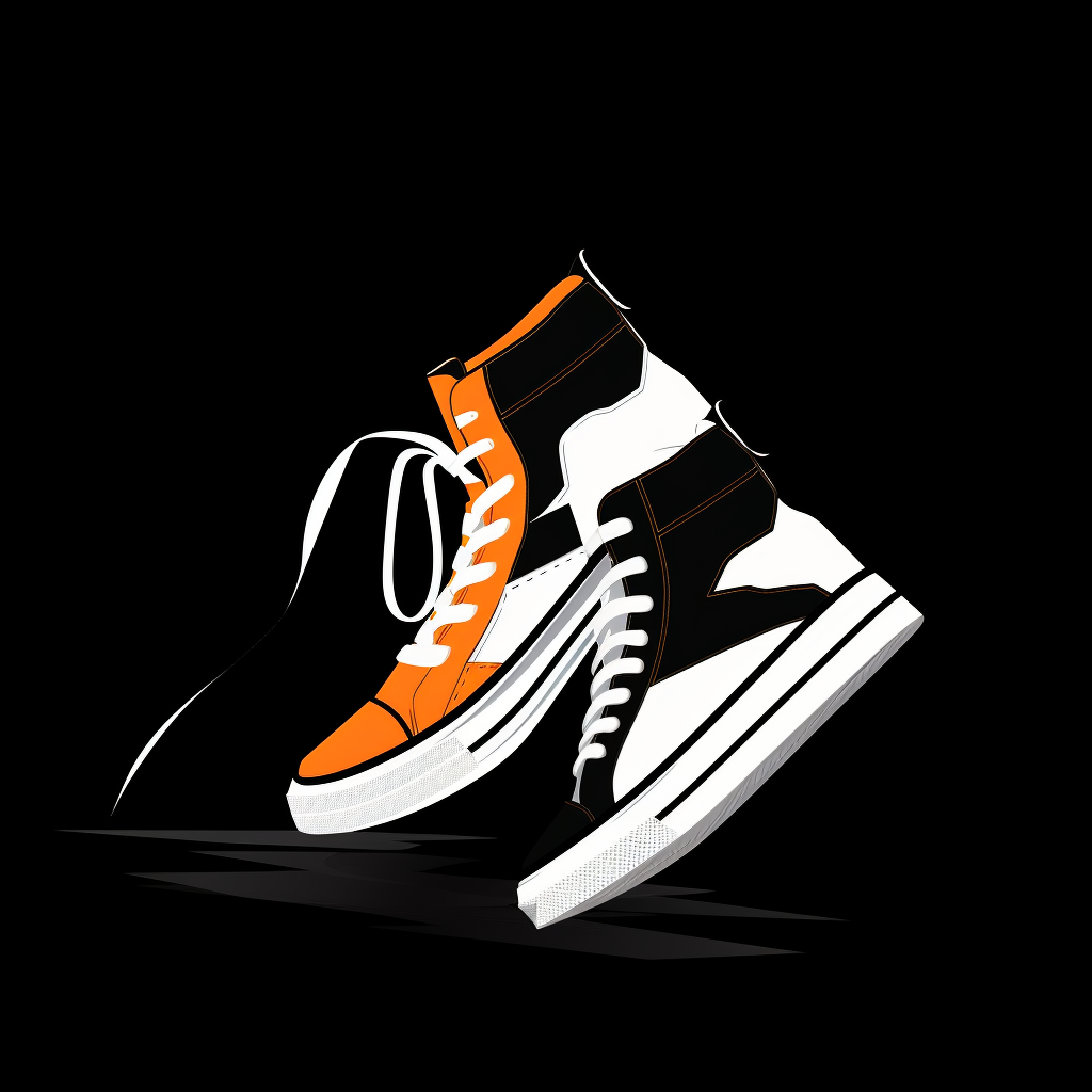 Stylish shoes with orange and white design