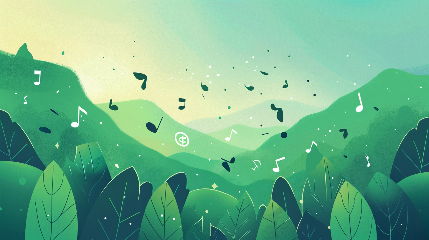 Vector flat elements floating music notes