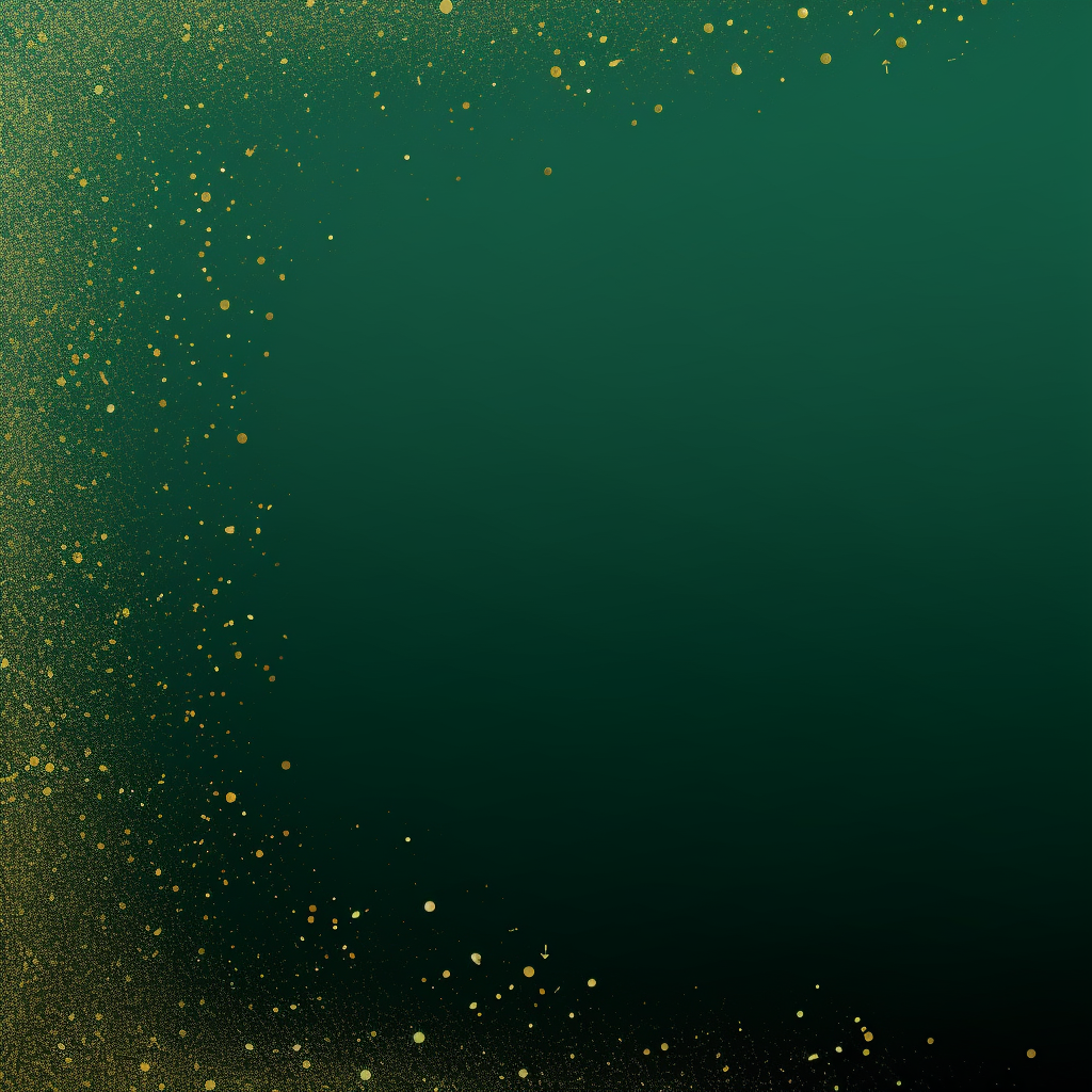 Green background with gold glitter highlights