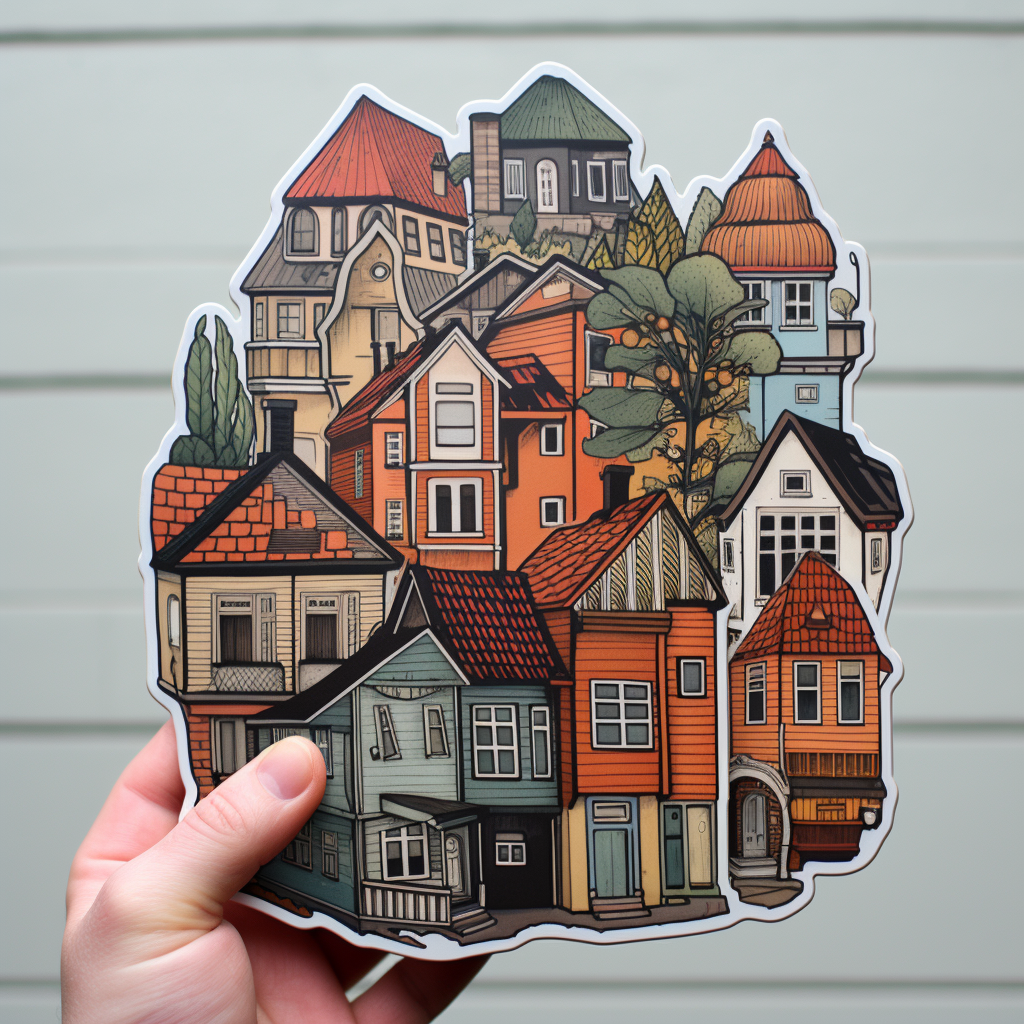 Die-cut stickers for flat houses