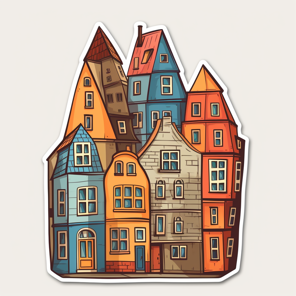 Sticker of Flat Houses