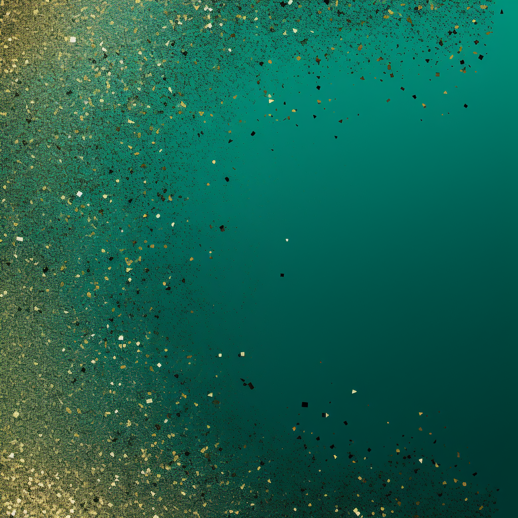 Vibrant emerald background with subtle gold glitter