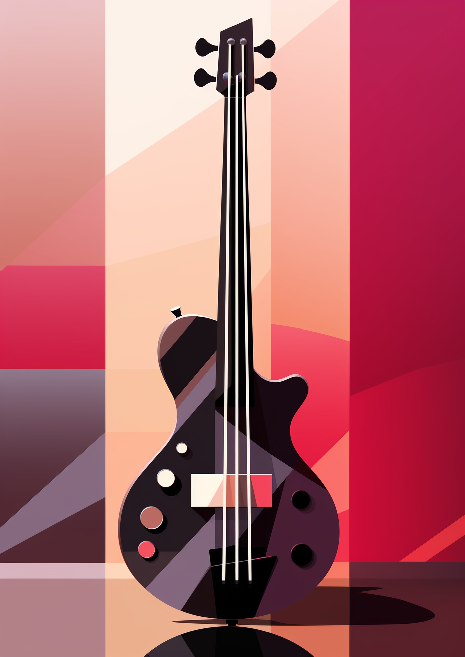 Flat modern 4-string bass illustration