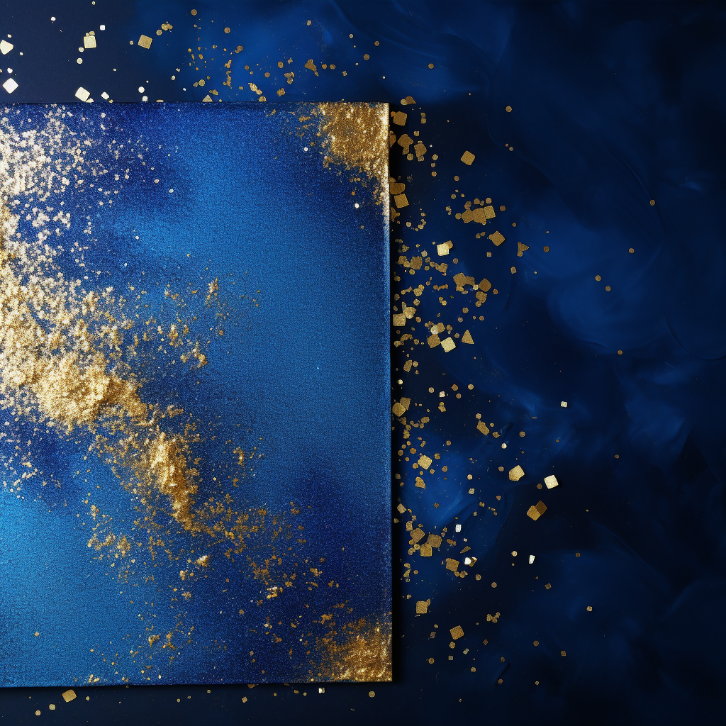 Flat Sapphire Background with Gold Glitter