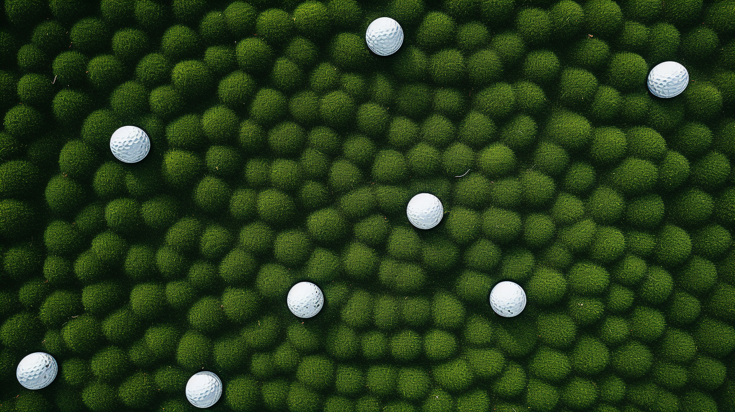 Golf balls on flat turf from above