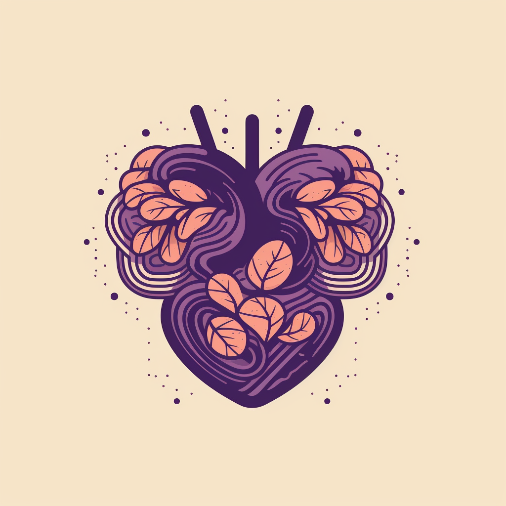 Flat art logo of a peaceful heart brain