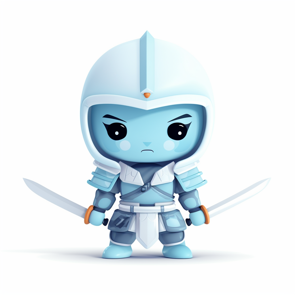 Flatshade Cartoon Avatar Heroic Android Samurai