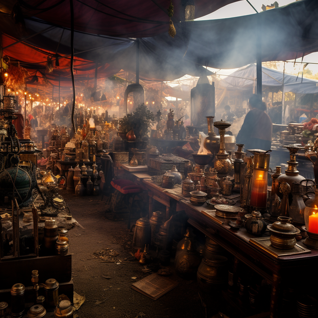 Colorful array of perfume bottles