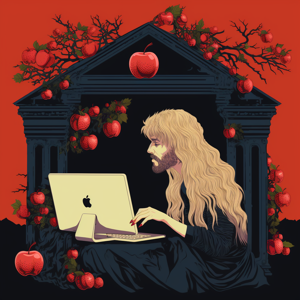 Music legends Fleetwood Mac on a vintage Macintosh computer