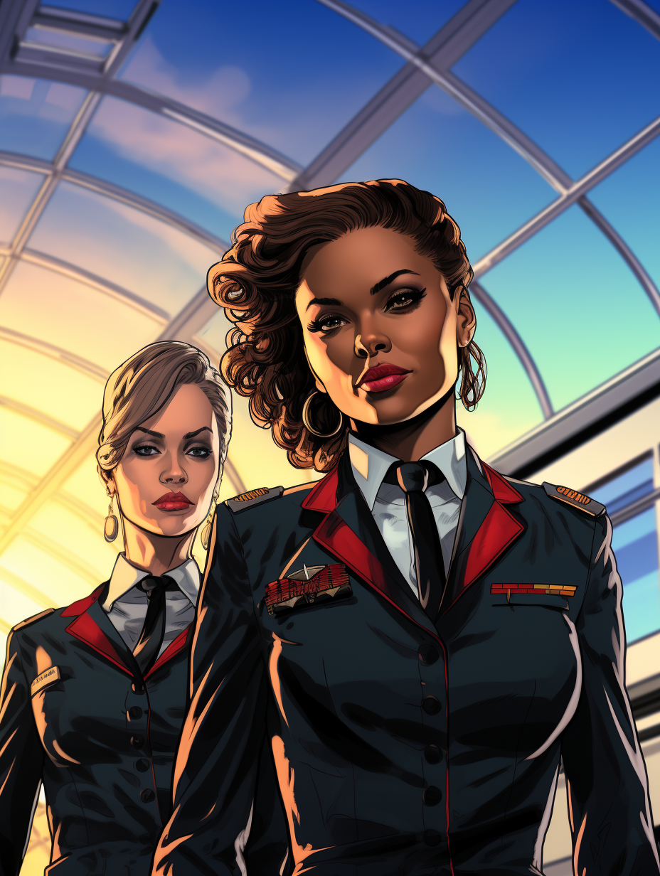 Delta Airlines flight attendants at airport