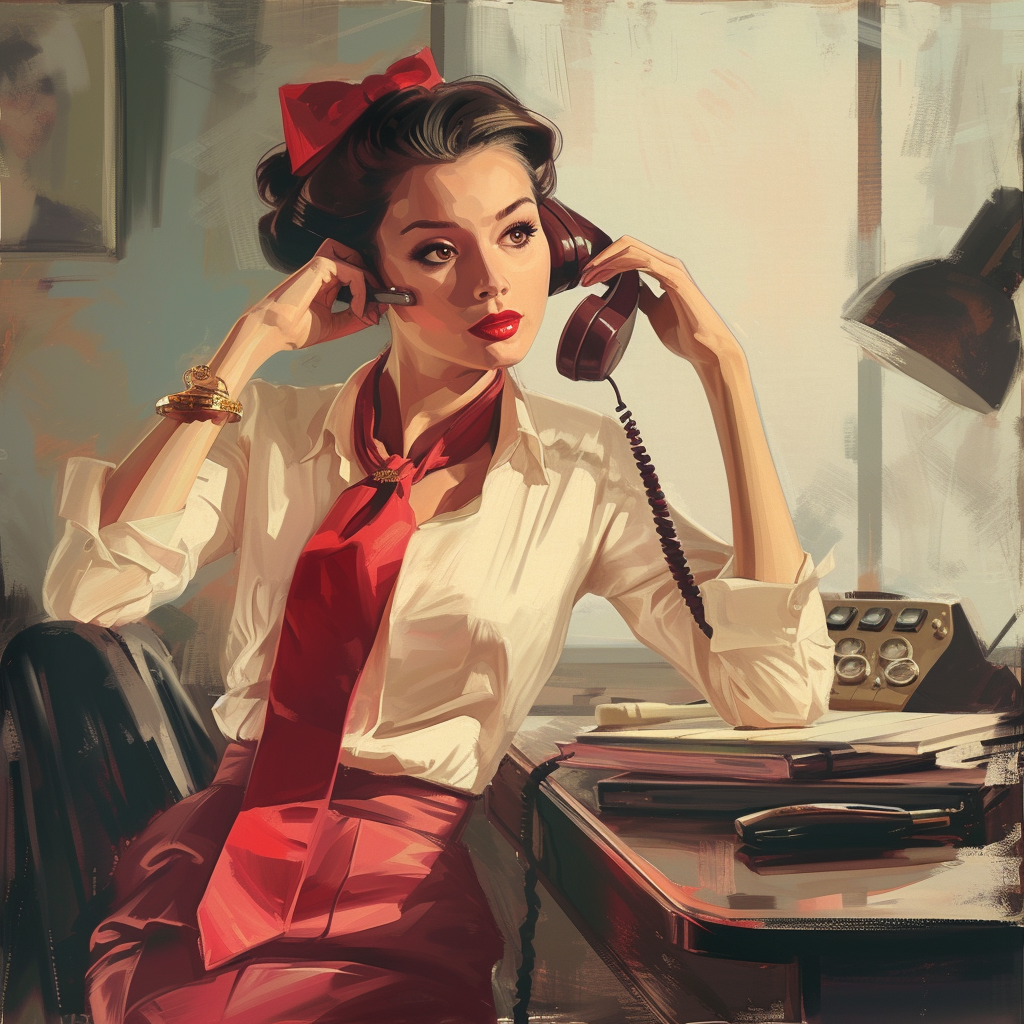 Flirty secretary talking on phone