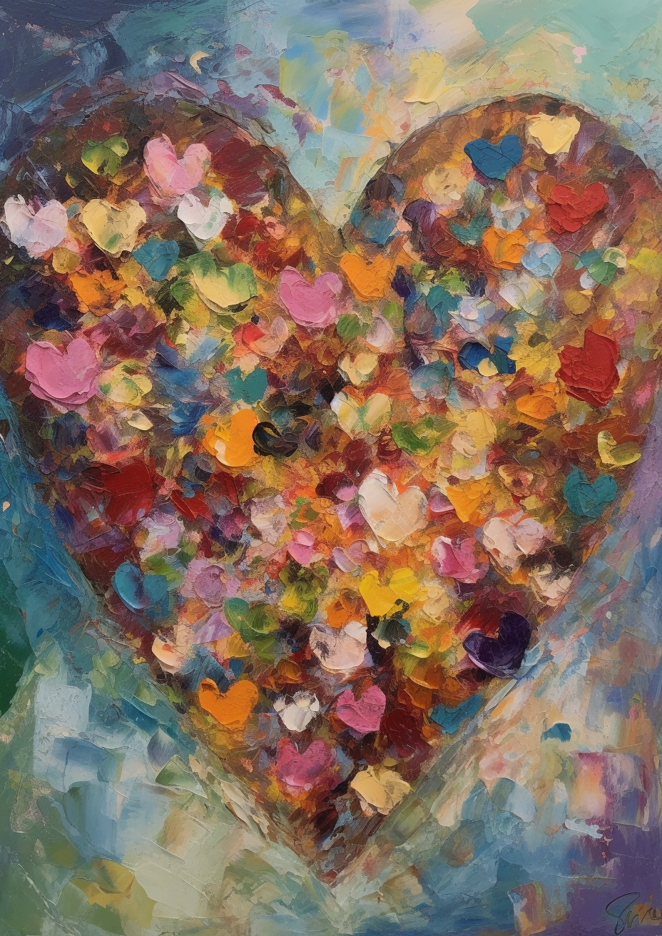 Colorful Whimsical Hearts Floating in the Air