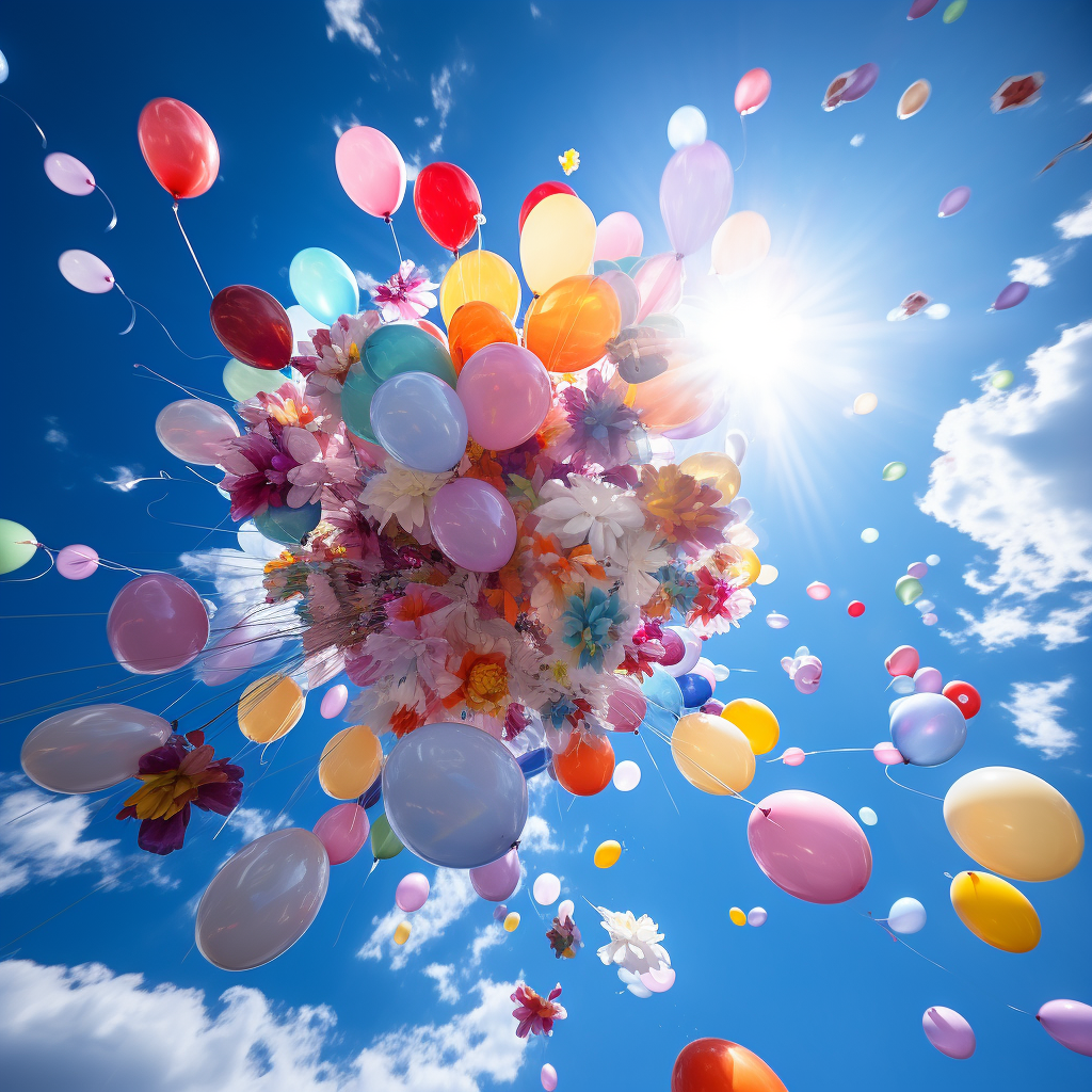 Top-down view of floating balloon flower