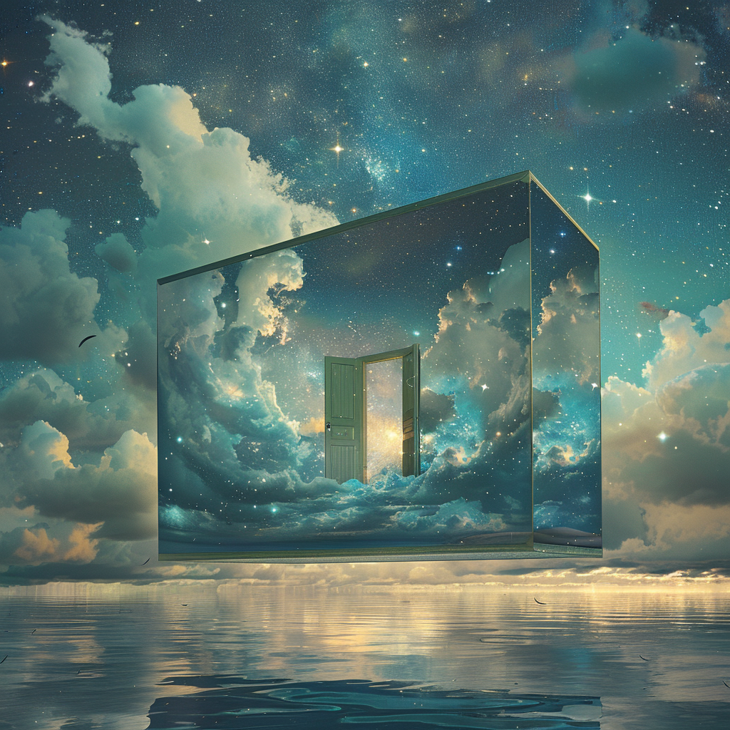 Transparent cabin galaxies floating clouds