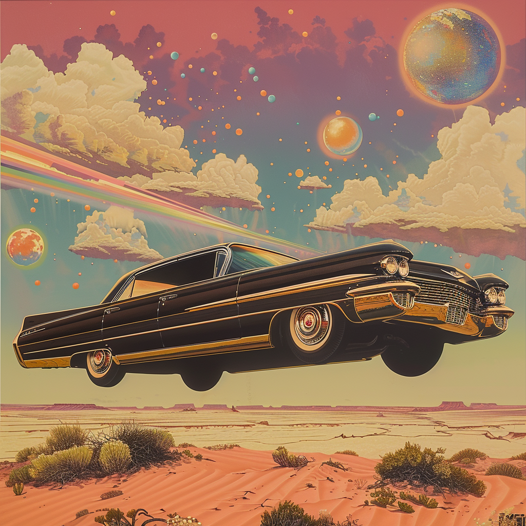 Surreal Cadillac Floating Desert Landscape