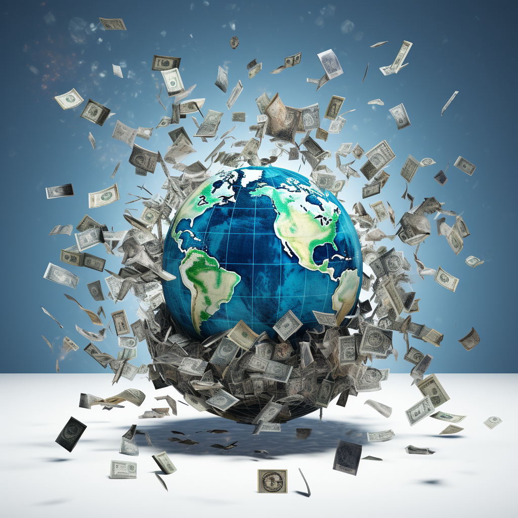 Floating Earth Banknotes Stock Market