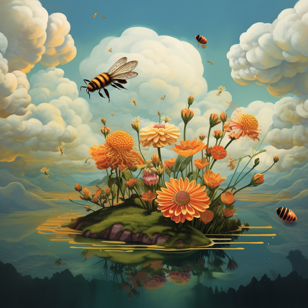 Elegant and Vivid Surreal Honeycomb Illustration