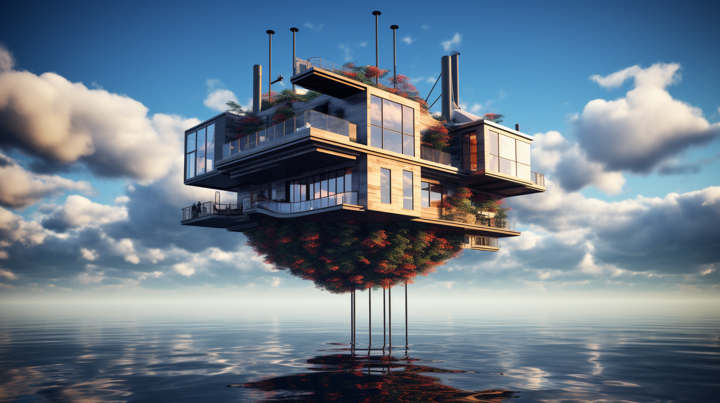 Floating house in sky