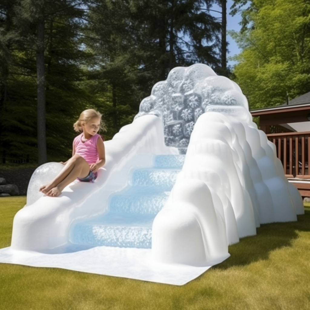 Colorful plastic igloo slide in icy design