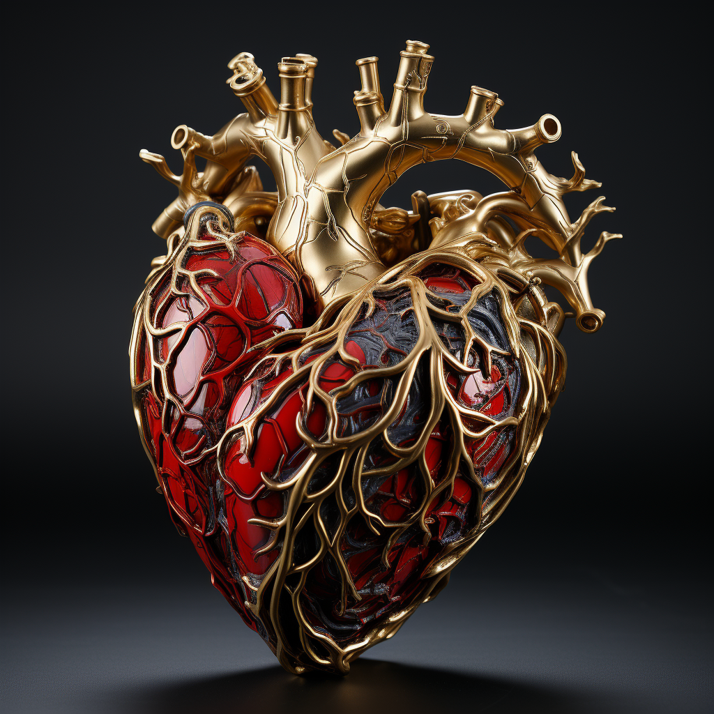 Realistic iron heart with veins and arteries