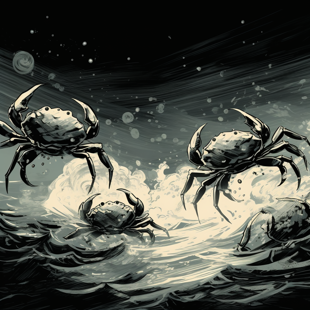 Floating mystical crabs in perspective