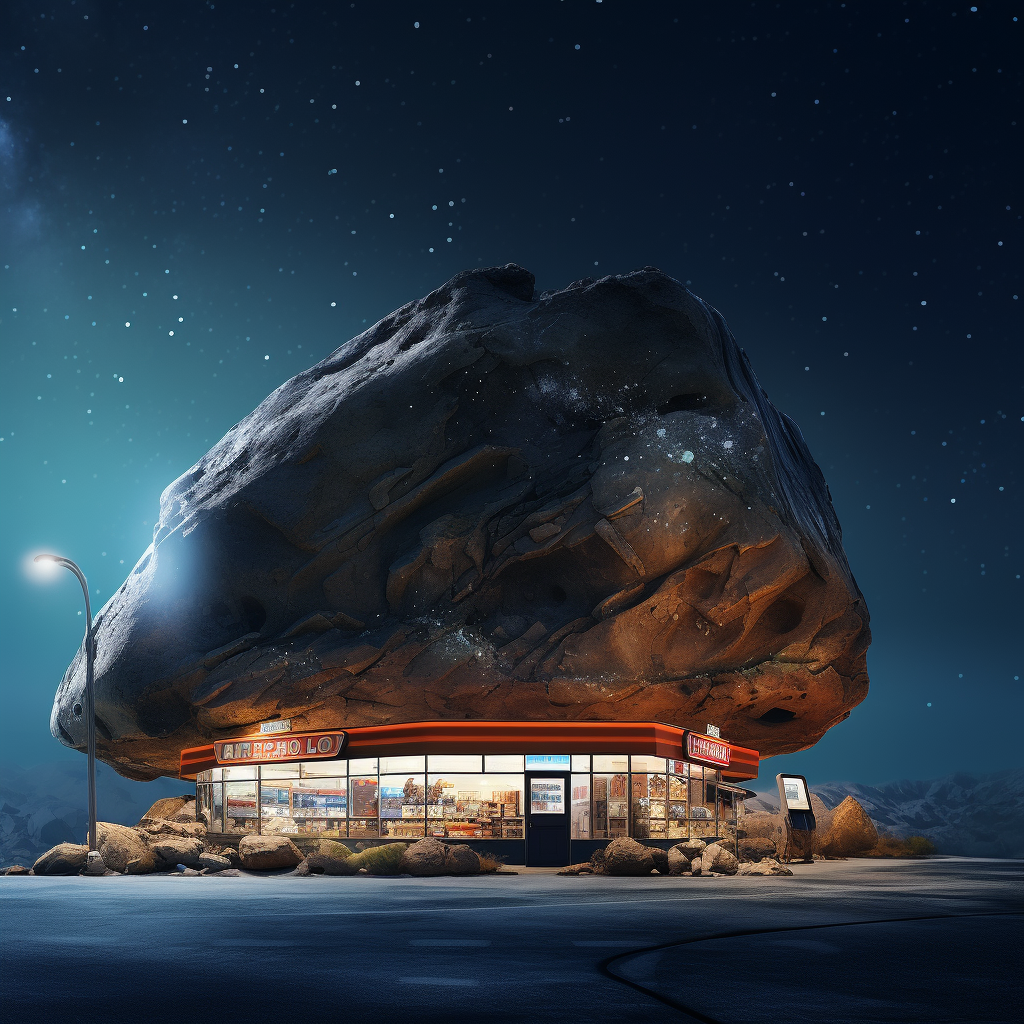 Astonishing Floating Rock with Restaurant and Gas Station