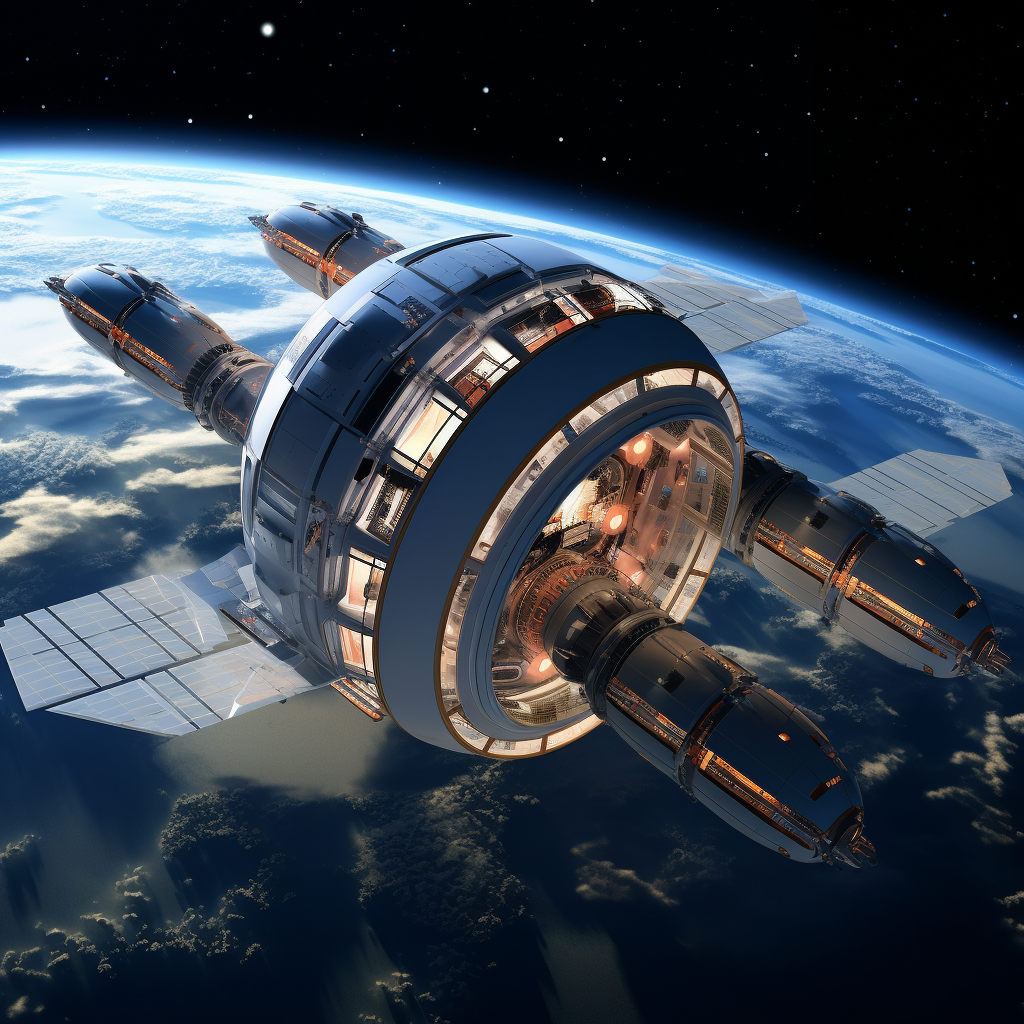 Floating space hotel in space