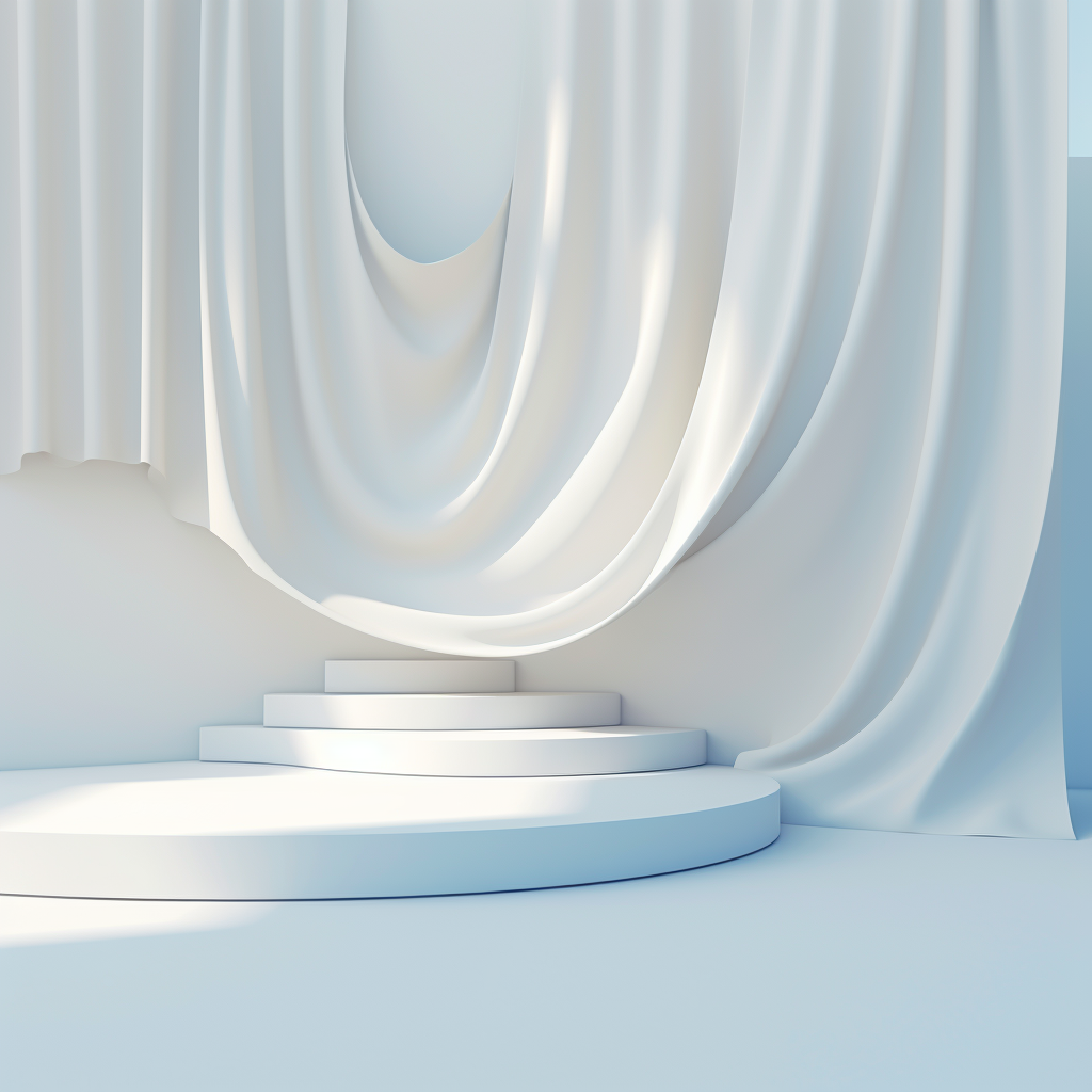 Minimalistic floating white fabric stairs