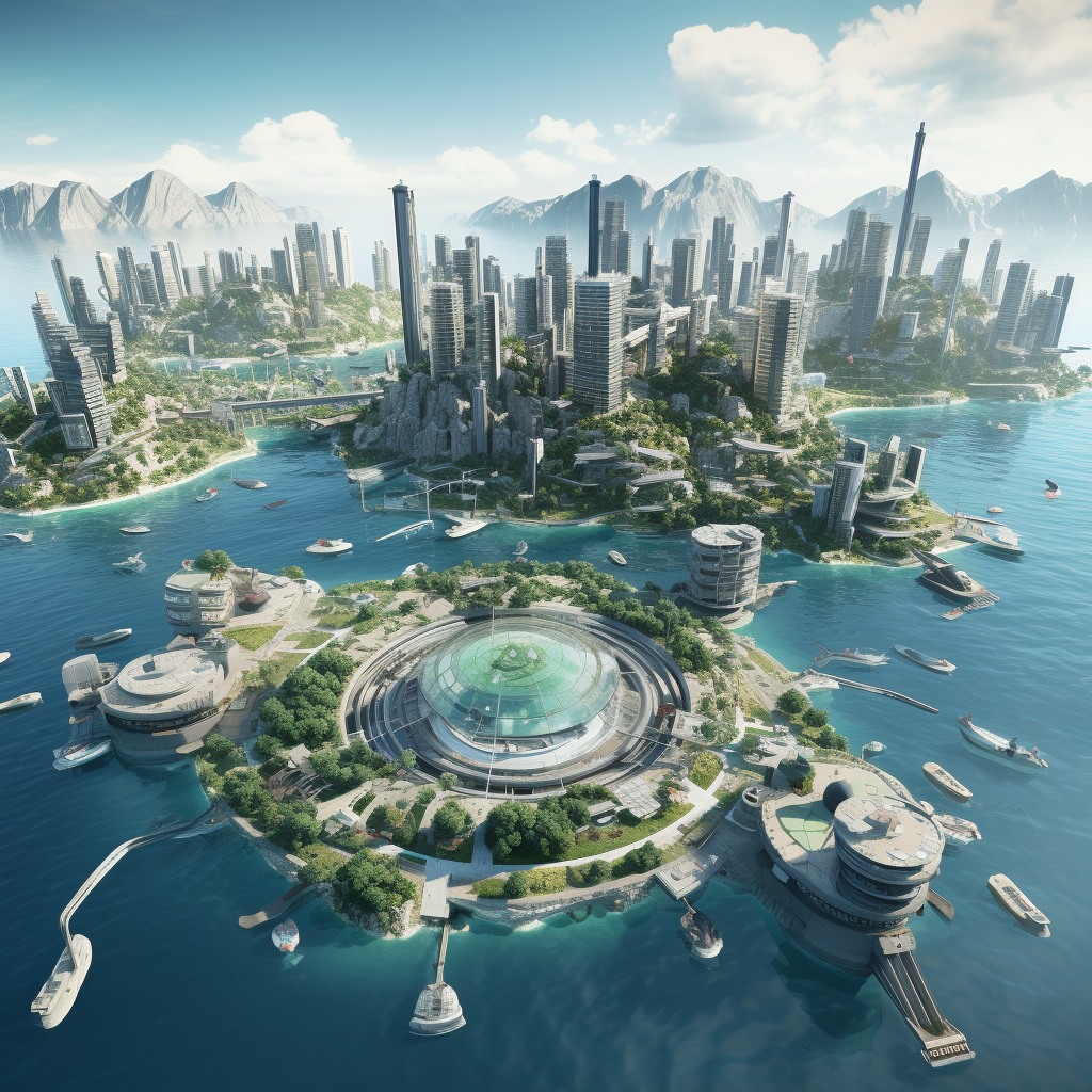 Aerial view of the diverse floating city