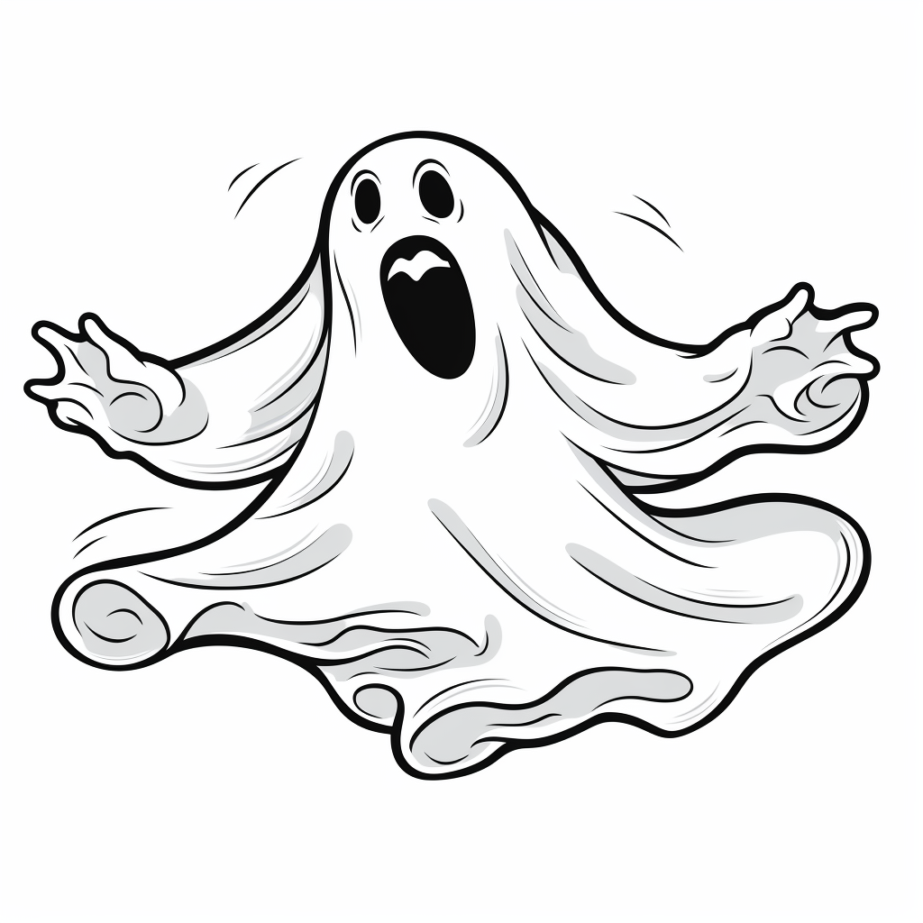 Cartoon ghost floating with tongue out