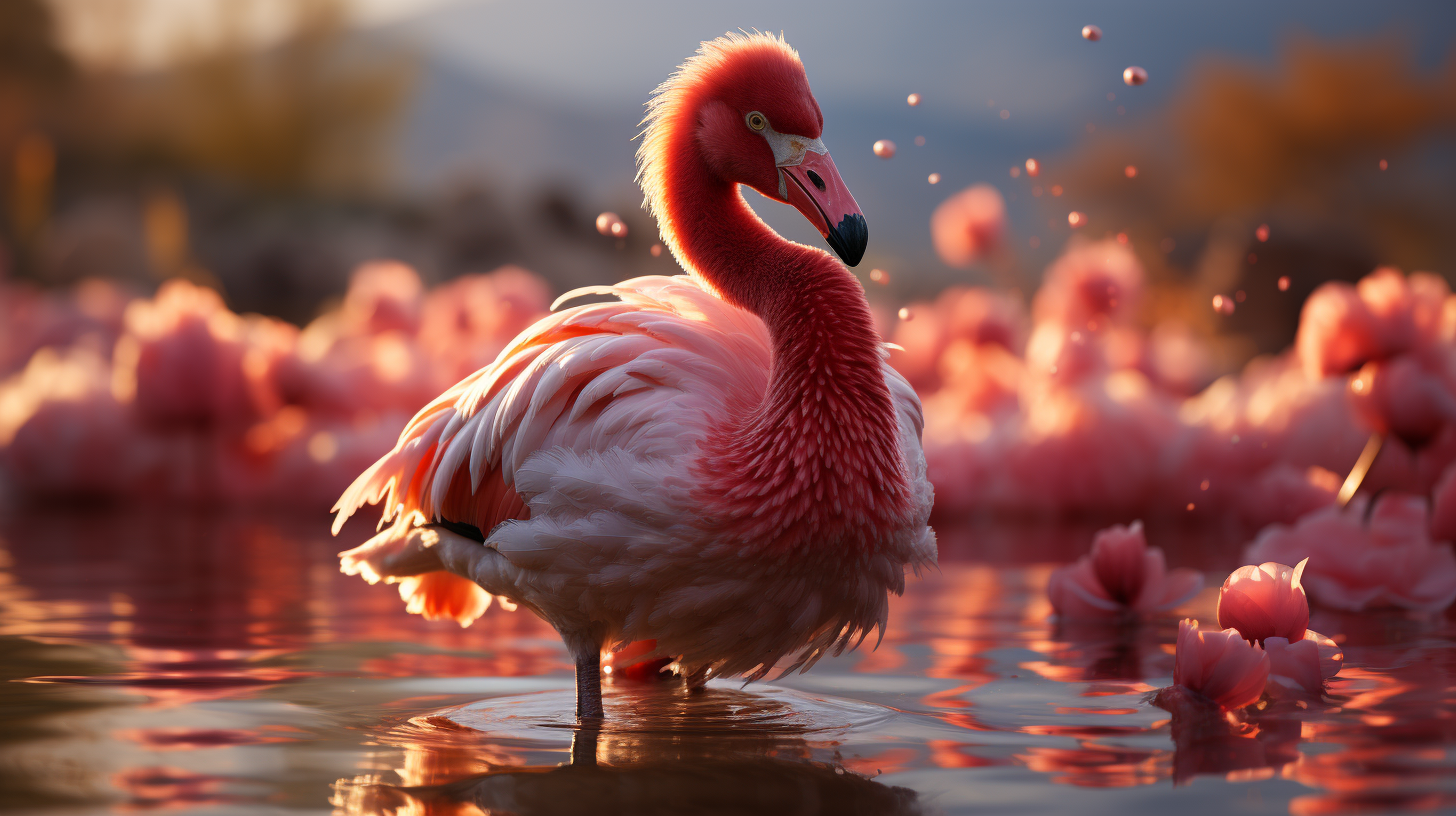 Group of Flamingos Soaring Through the Sky