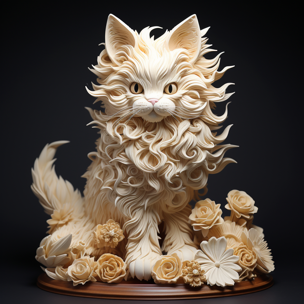 Adorable floofer, quirky conky, and impressive cat butter sculpture