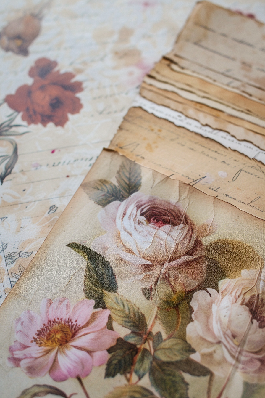 Vintage Floral Antique Paper Stationary