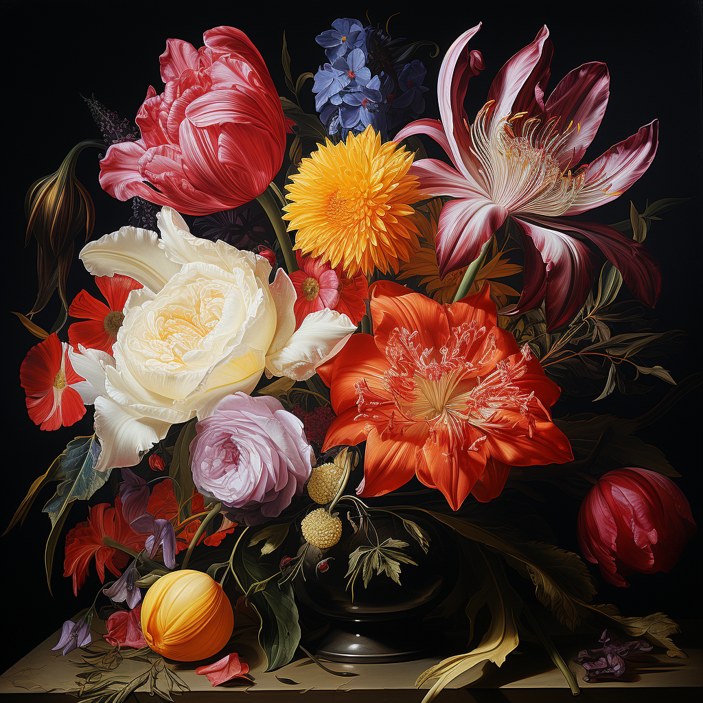 Colorful floral still life artwork