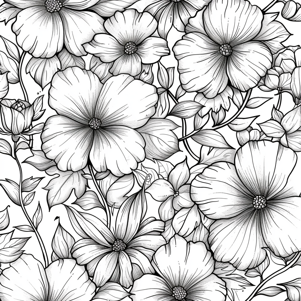 Floral coloring book in high definition