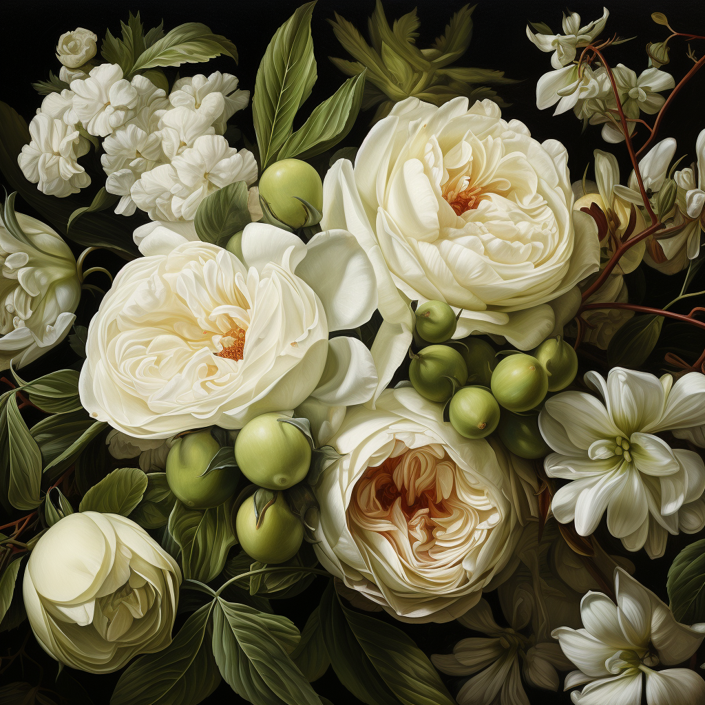 Close-up of Floral Dutch Still Life Painting