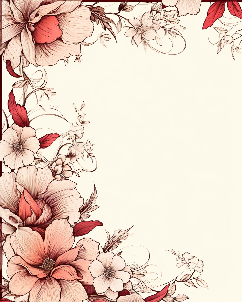 Beautiful floral line art border