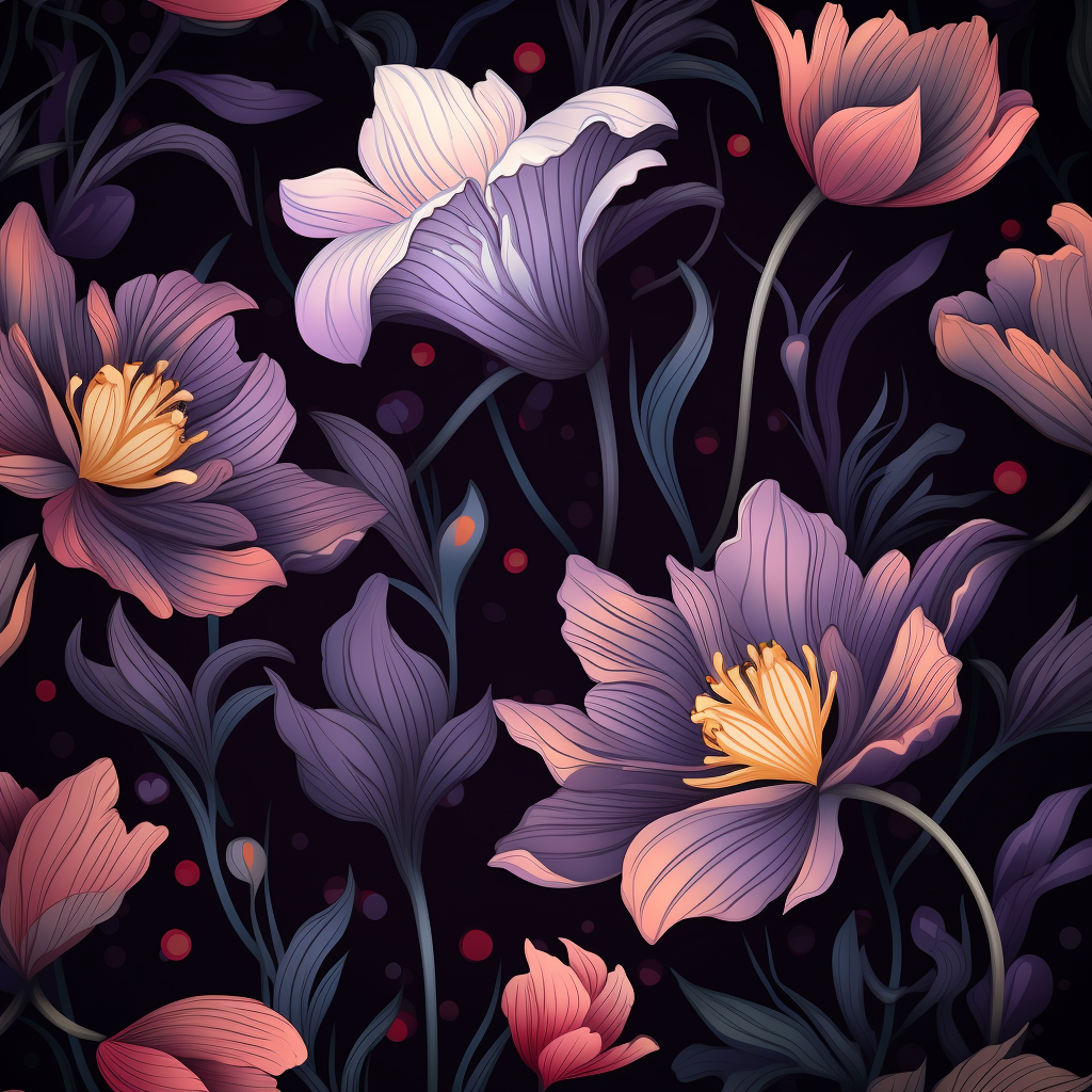 Abstract Floral Pattern on Dark Background