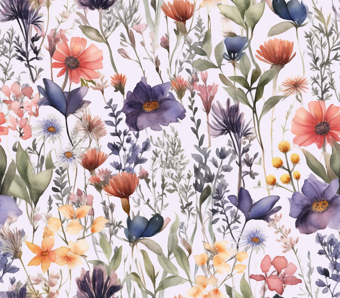 Watercolor Botanical Floral Pattern