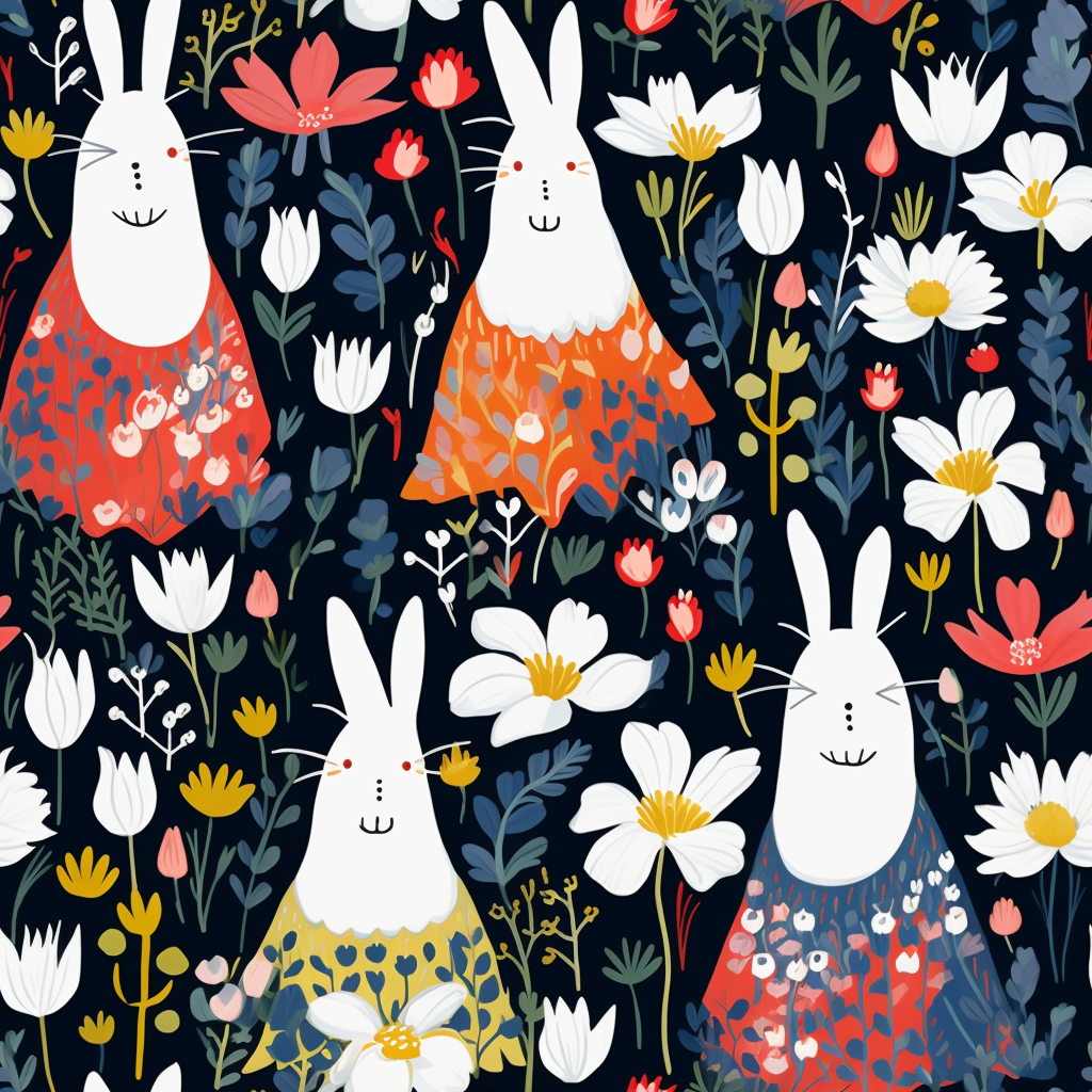 Colorful floral print in Moomin style