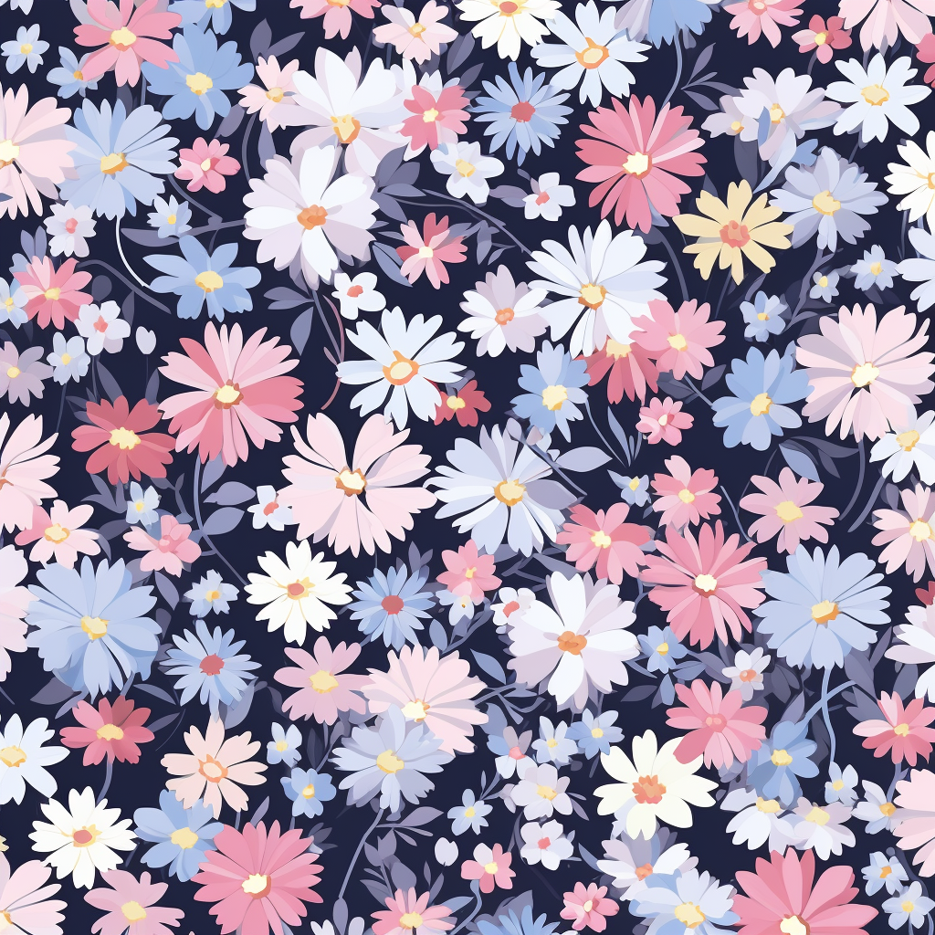 Floral Roses and Daisies Tile Pattern