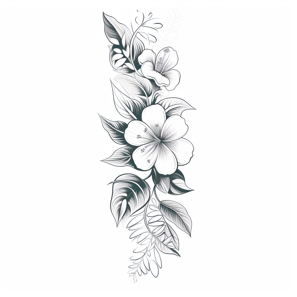 Minimal Floral Tattoo Sleeve Template with Real Flowers