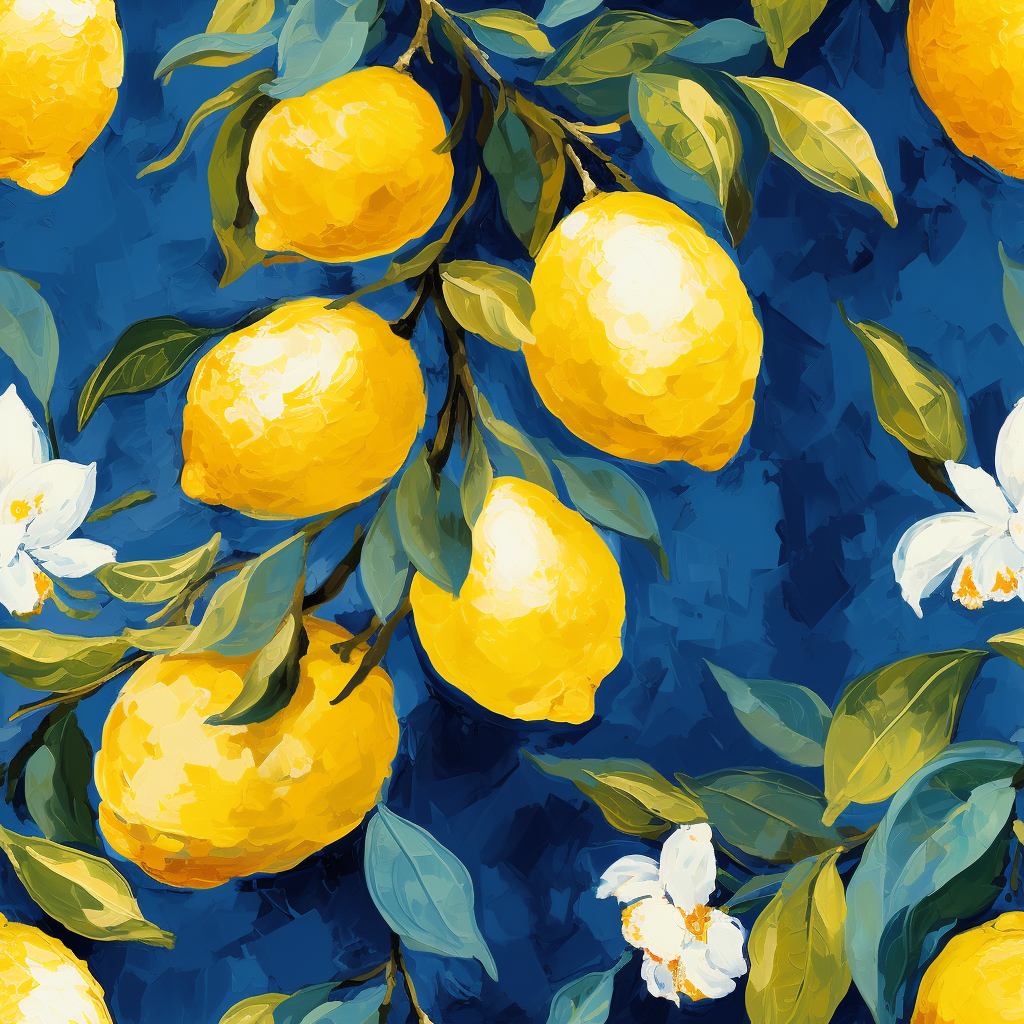 Floral Lemons Oil Painting Texture