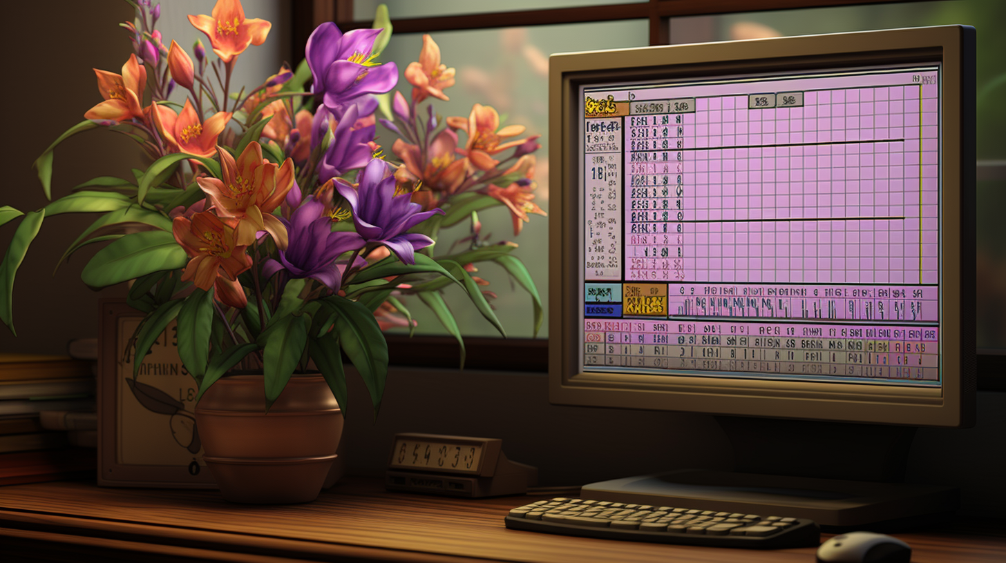 Beautiful flowers and FX trading charts