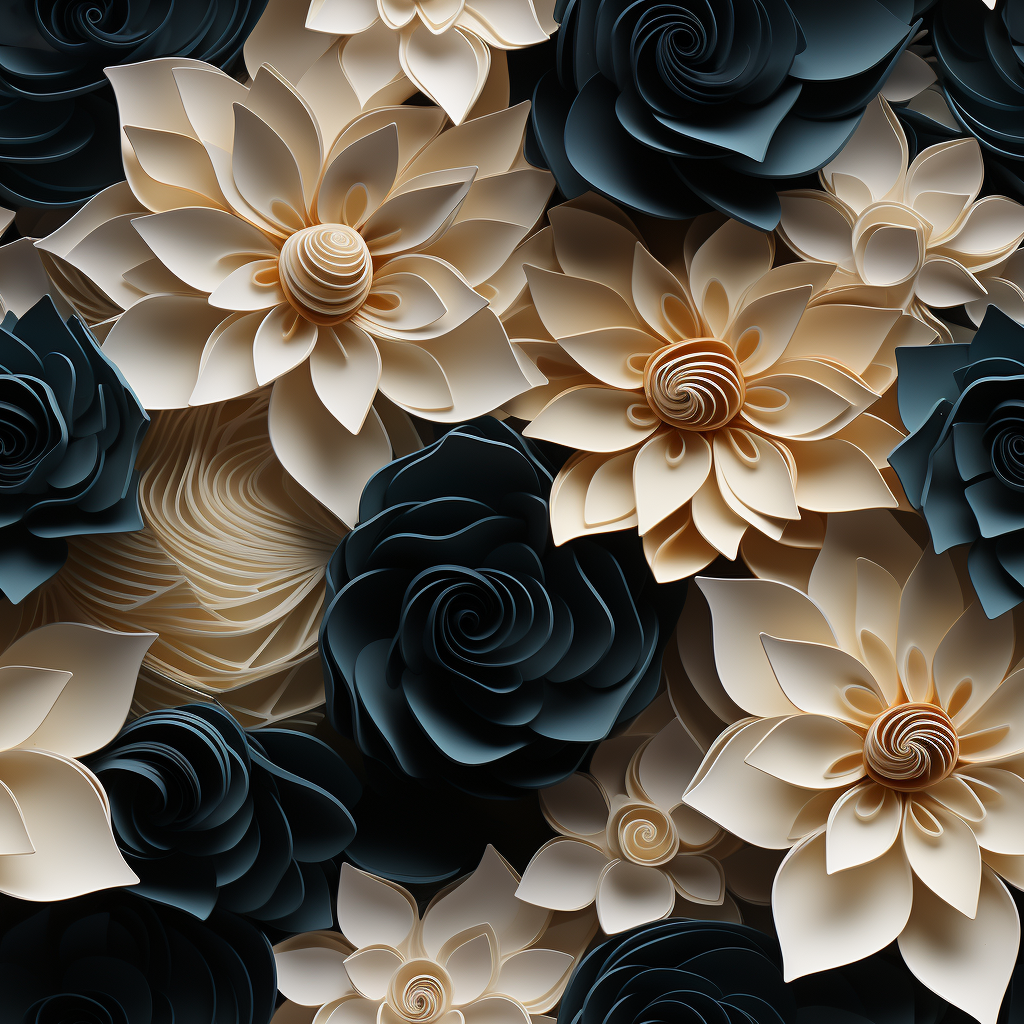 Origami paper wallpaper with floreal graphic pattern