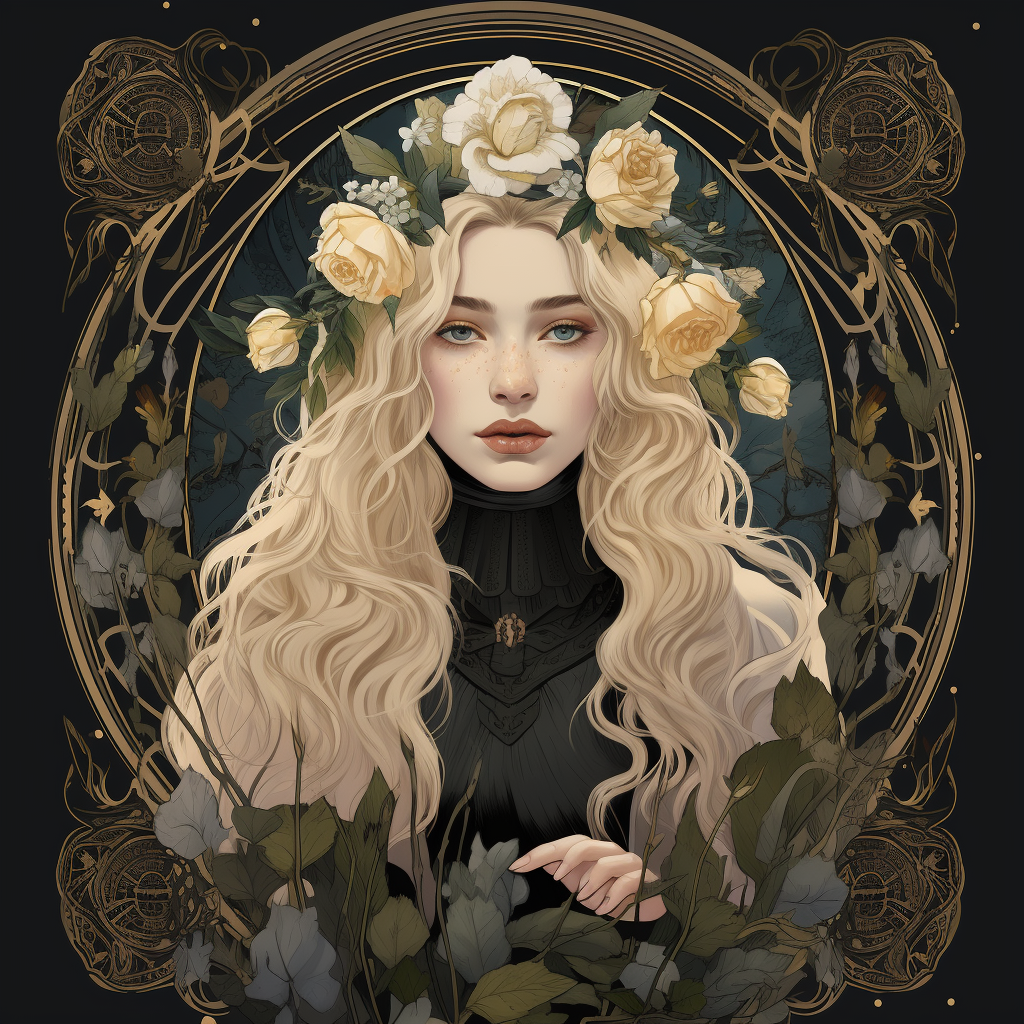 Florence Pugh fantasy witch tarot card art