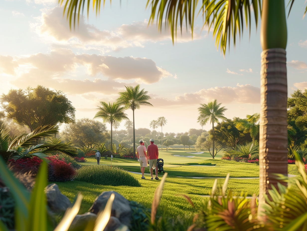 Florida Golf Course with Palm Trees