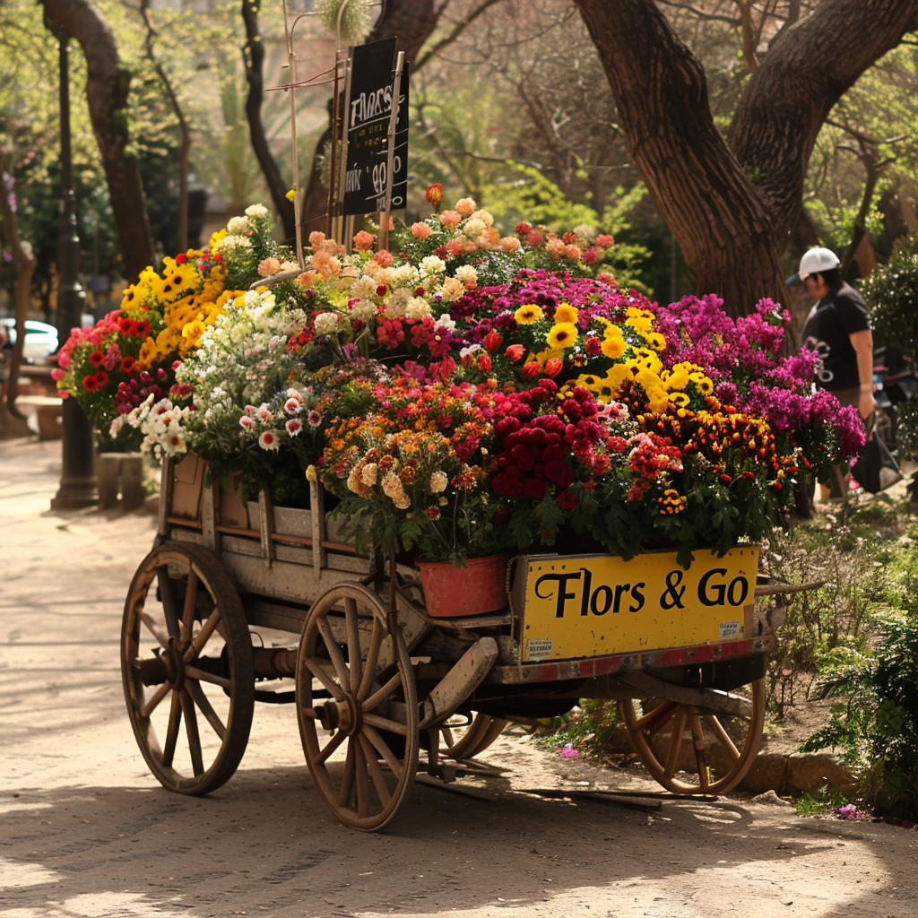 Flower Cart Flors Go Sign