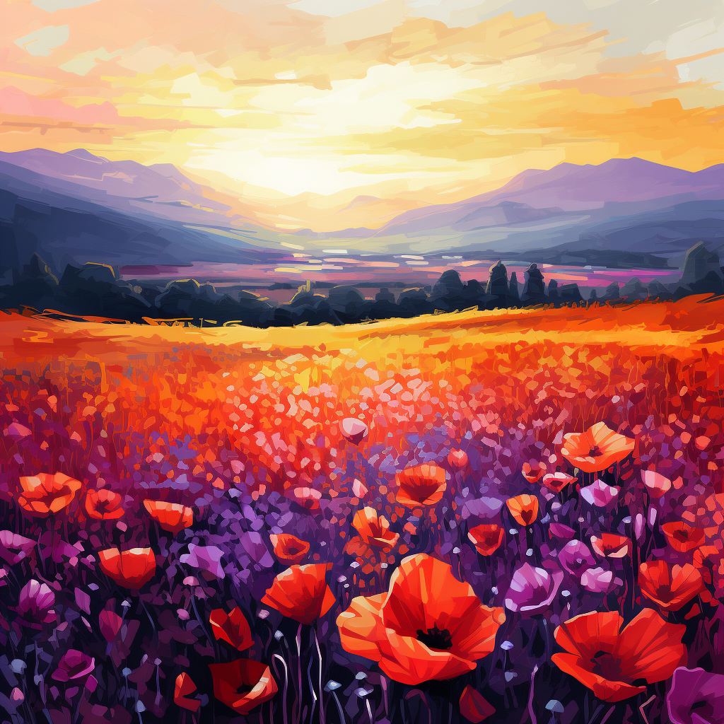 Vibrant flower field sketch