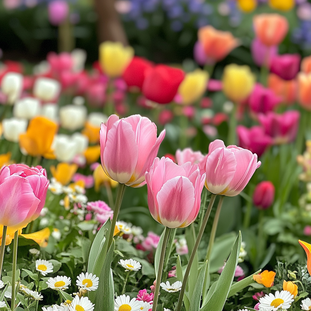 Vibrant Blooming Flower Garden Scene